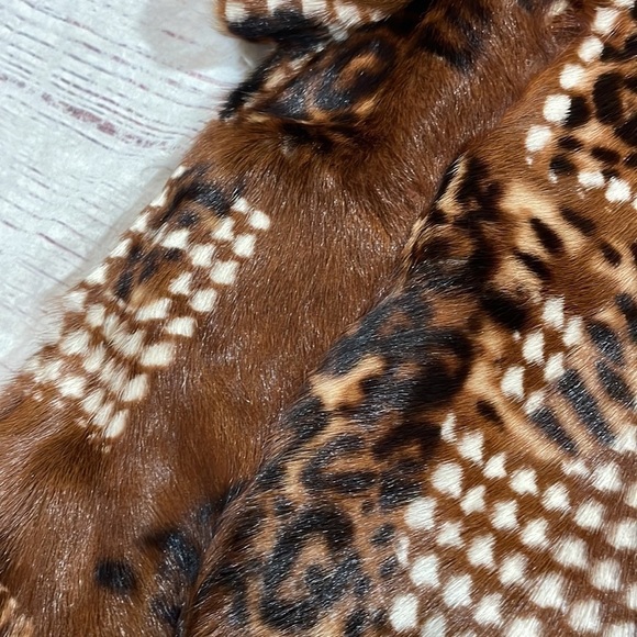 Tuleh Brown Patterned Chinchilla Real Fur Short Sleeve Jacket - Picture 12 of 12